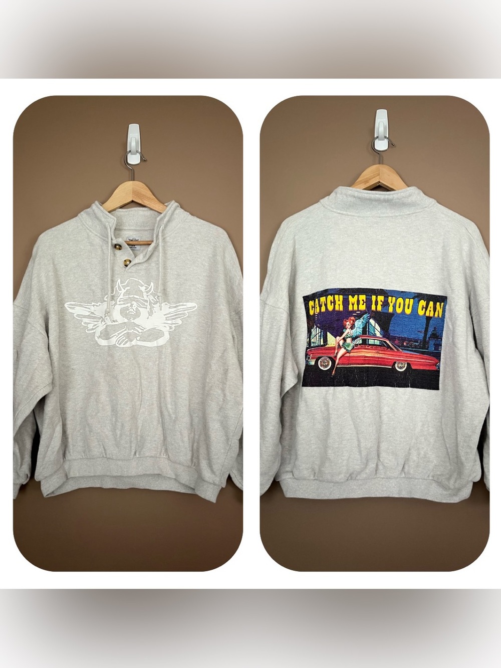 {Boys Lie} Henley Pullover Graphic Catch Me If You Can Sweatshirt - Small Medium